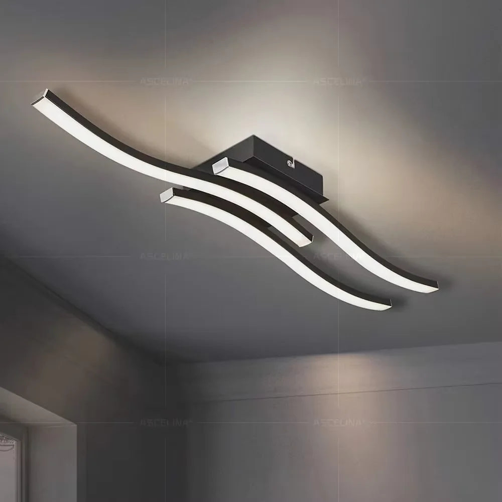 Modern LED Ceiling Light Long Wave Lamp Living Room