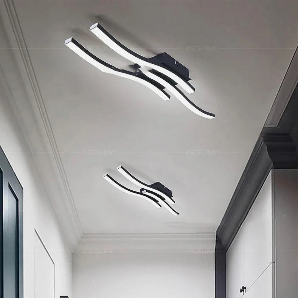 Modern LED Ceiling Light Long Wave Lamp Living Room