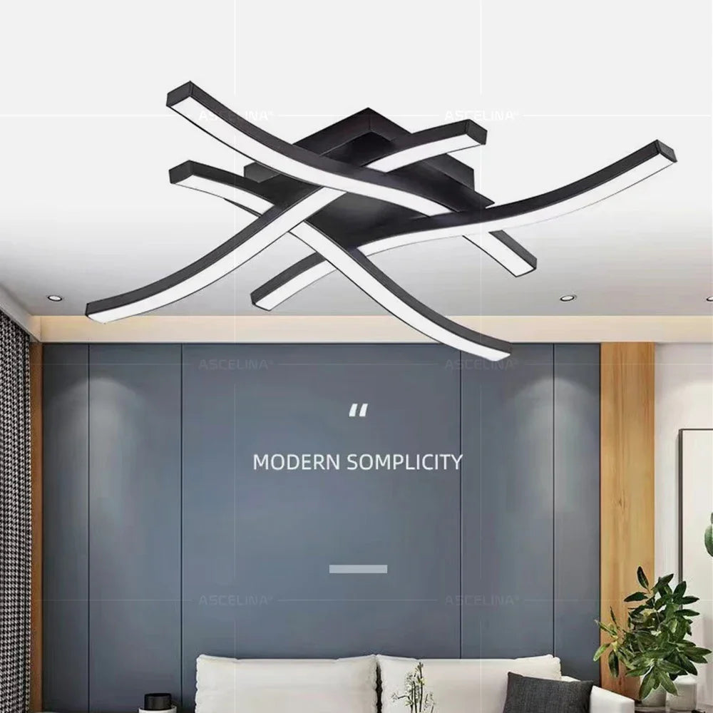 Modern LED Ceiling Light Long Wave Lamp Living Room