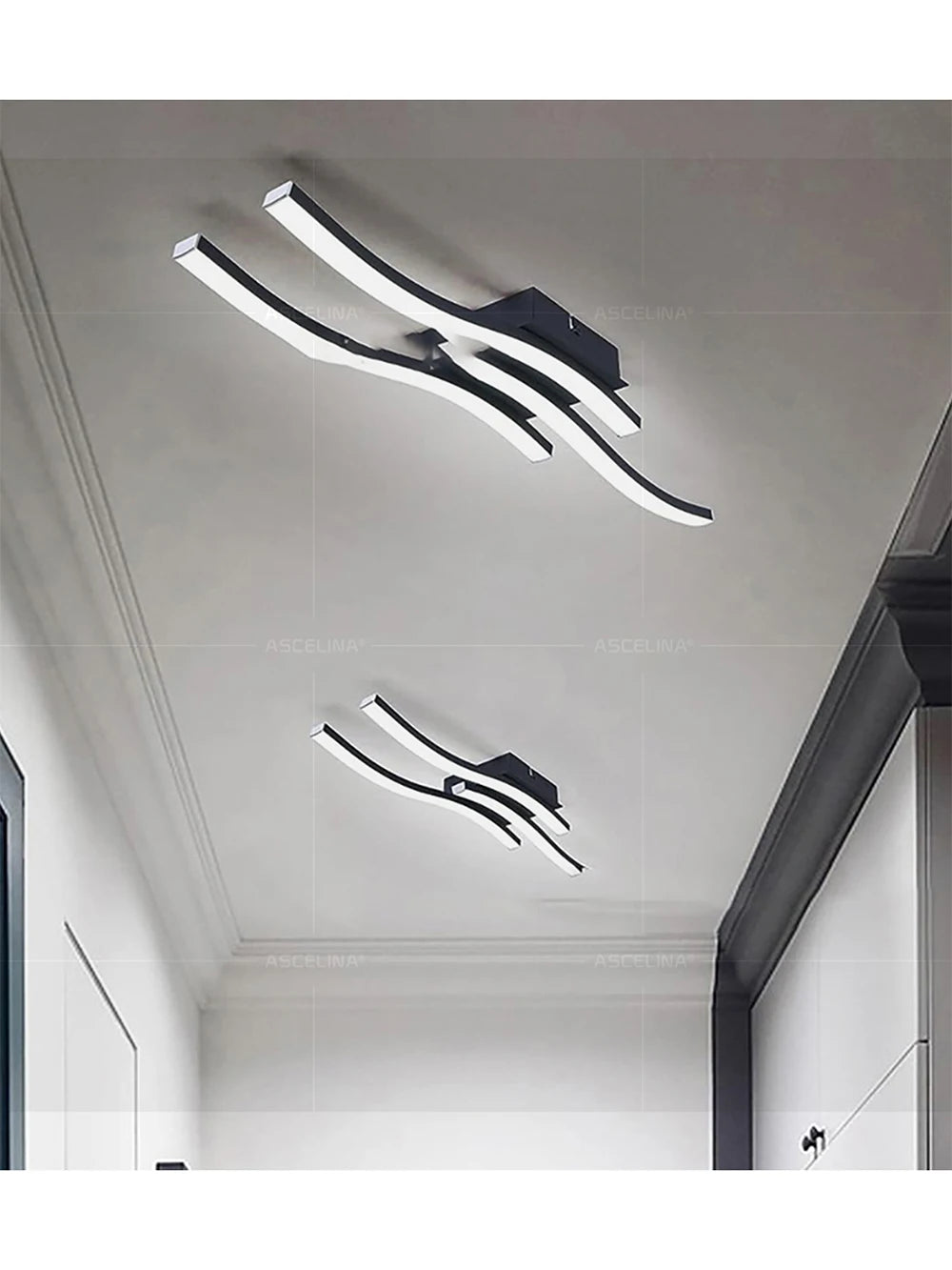 Modern LED Ceiling Light Long Wave Lamp Living Room