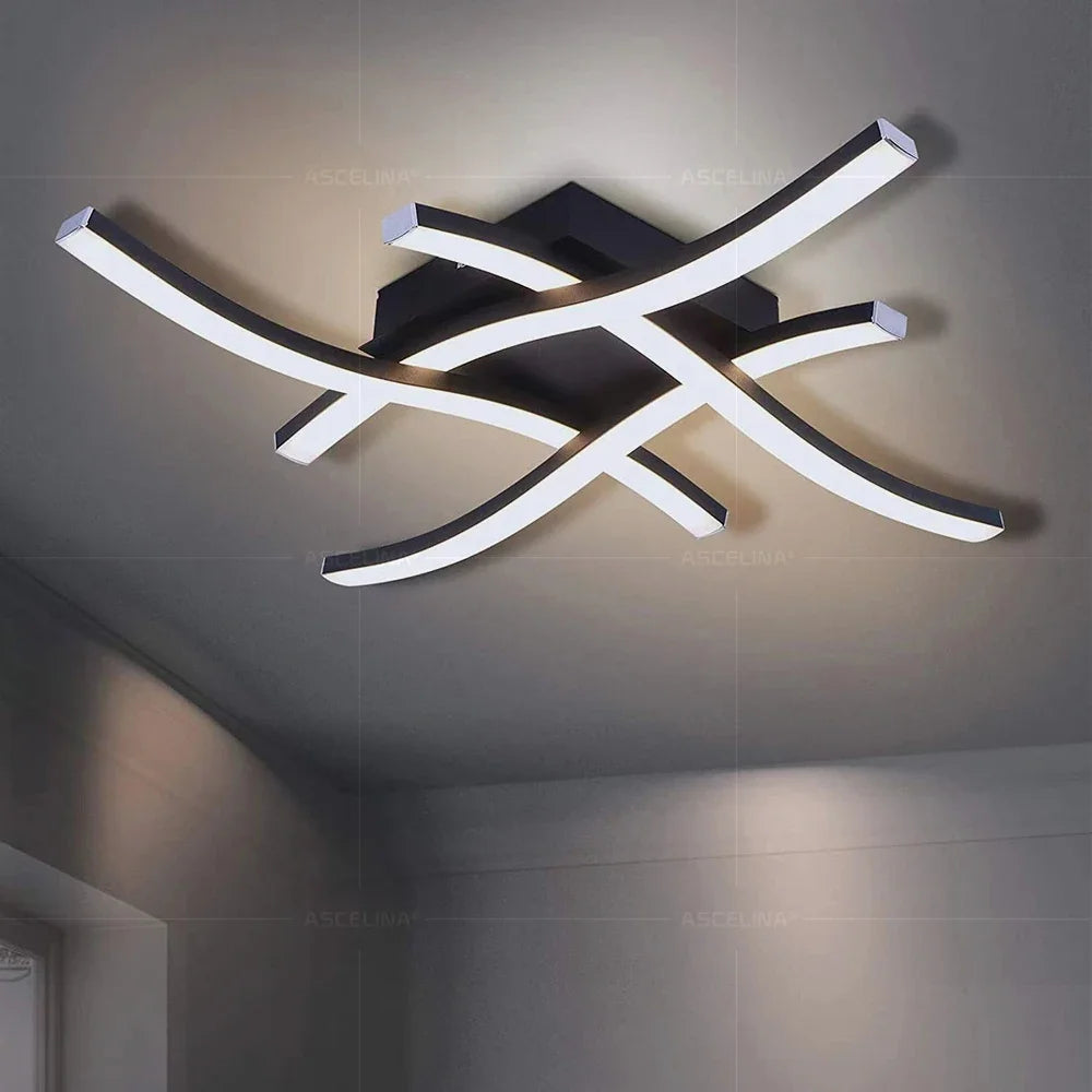 Modern LED Ceiling Light Long Wave Lamp Living Room