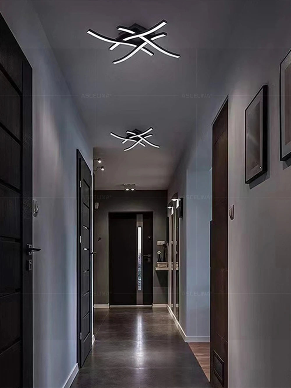 Modern LED Ceiling Light Long Wave Lamp Living Room