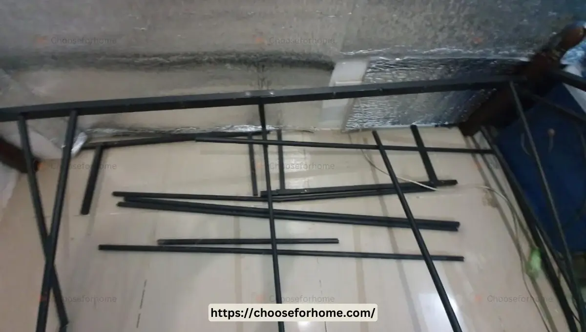the damage area of the metal bed frame