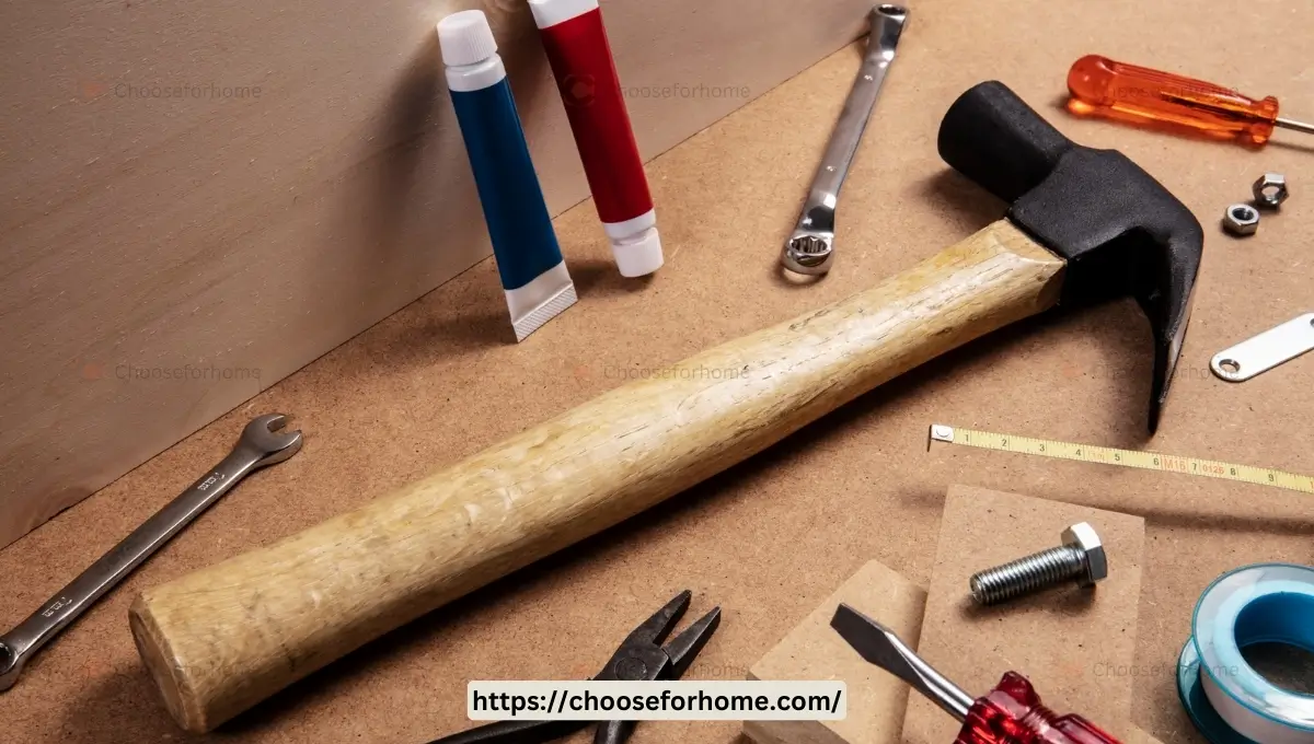 necessary tools and materials to fix a broken wooden bed frame